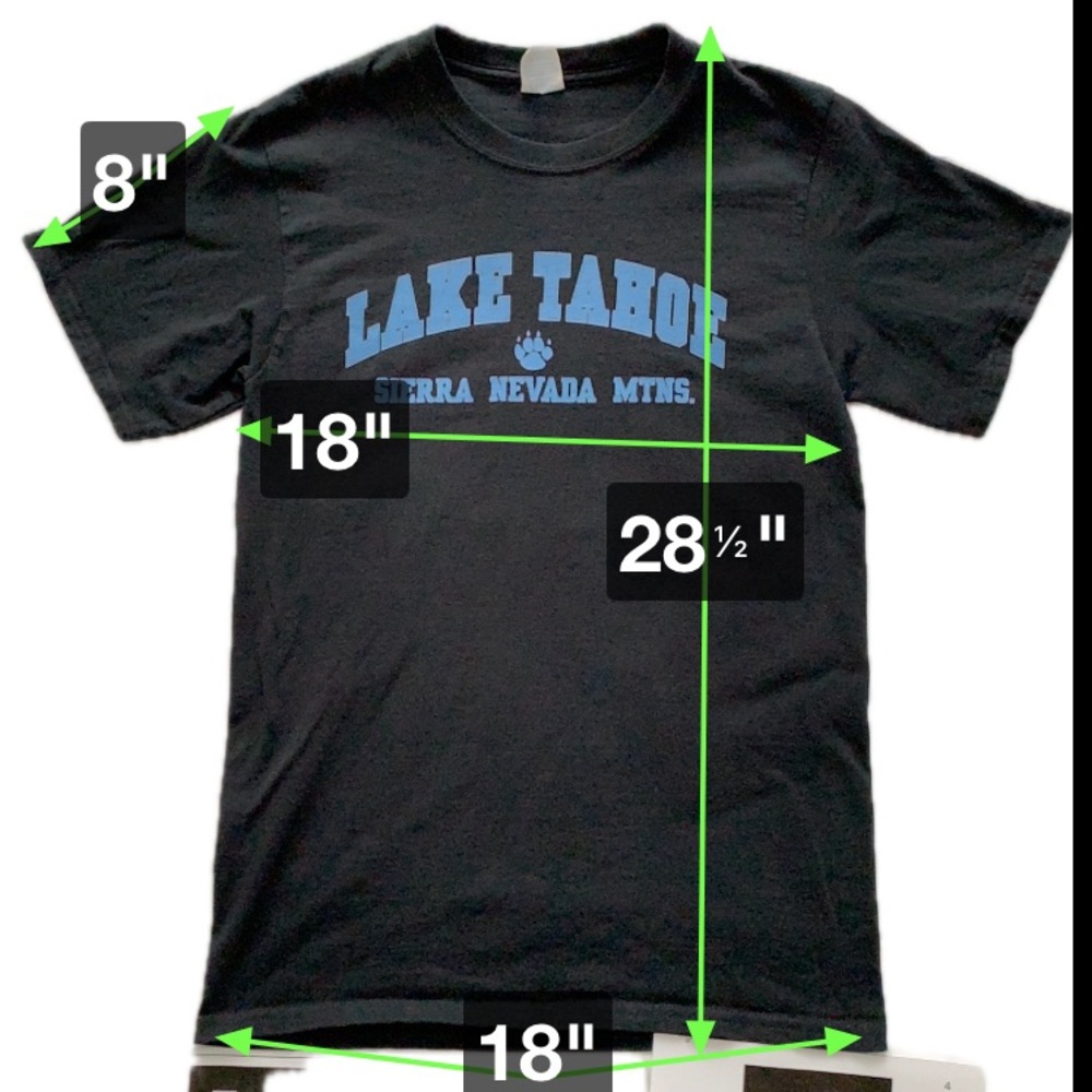 Lake Tahoe Sierra Nevada Mtns. Short Sleeved Graphic T-shirt Black Small - Picture 8 of 8
